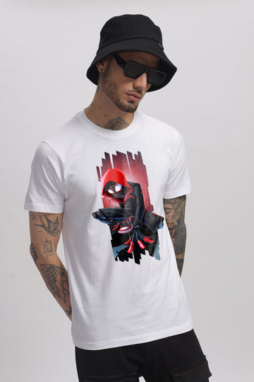 BLACK SPIDEY GRAPHIC WHITE T-SHIRT