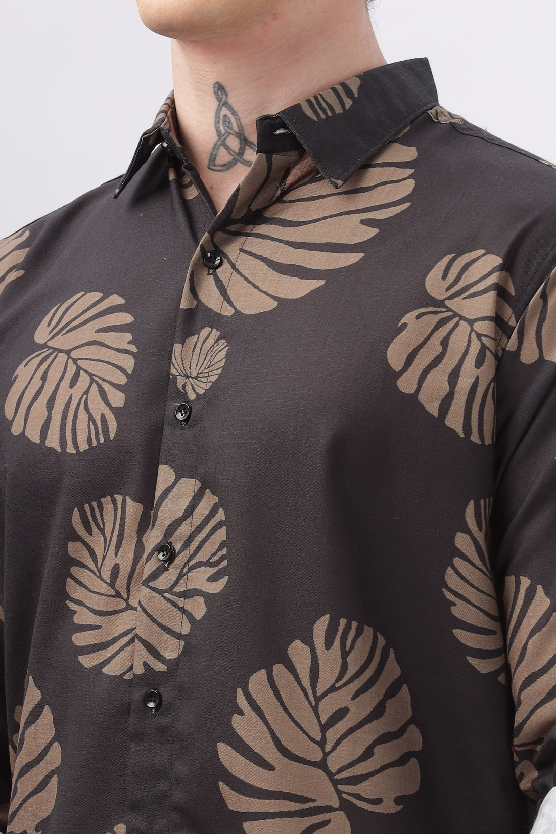 LEAFY BLACK PRINTED SHIRT