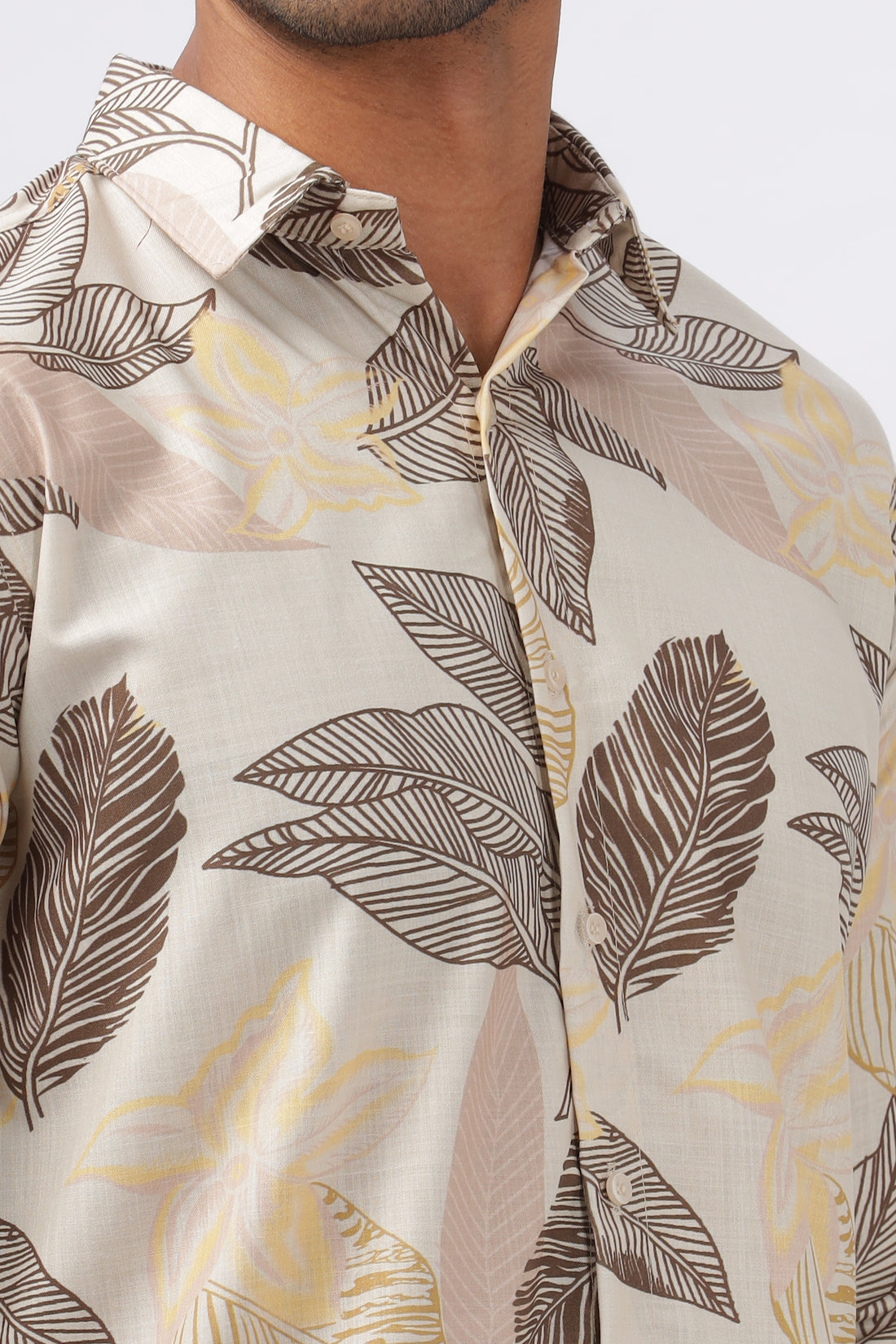 PEACH LEAFY PRINTED SHIRT