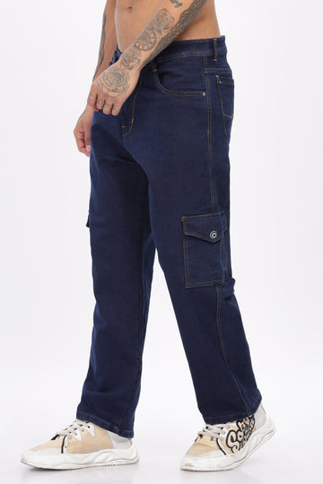 DARK BLUE SIX POCKETS JEANS