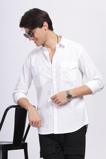 WHITE OXFORD DOUBLE POCKET SHIRT