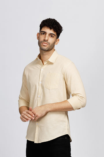 CHAMPAGNE SOLID LINEN SHIRT