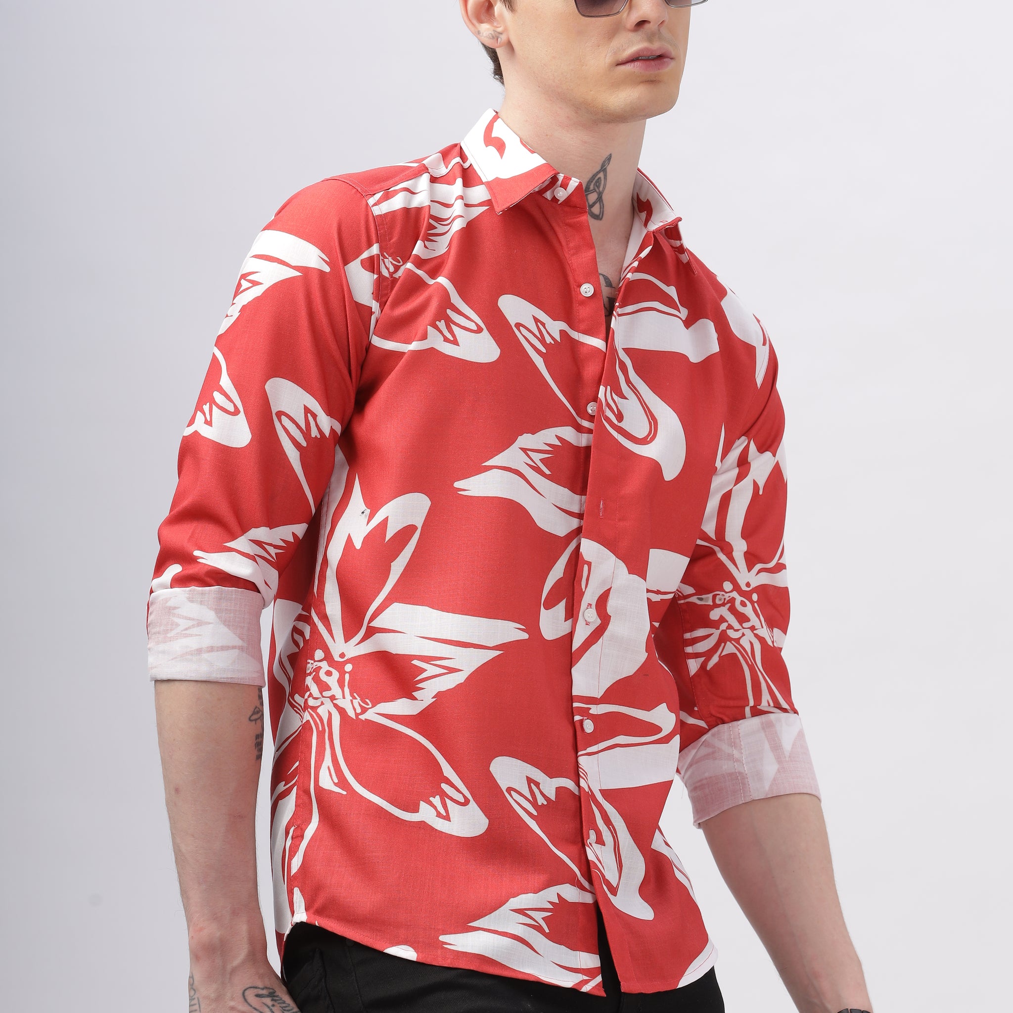 ABSTRACT PRINTED RED SHIRT