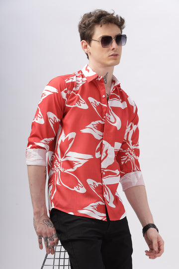 ABSTRACT PRINTED RED SHIRT