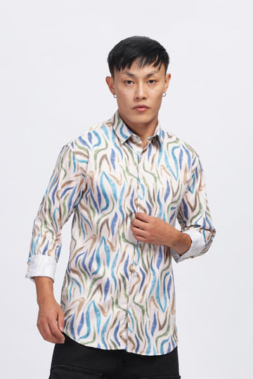 WAVE ABSTRACT WHITE SHIRT