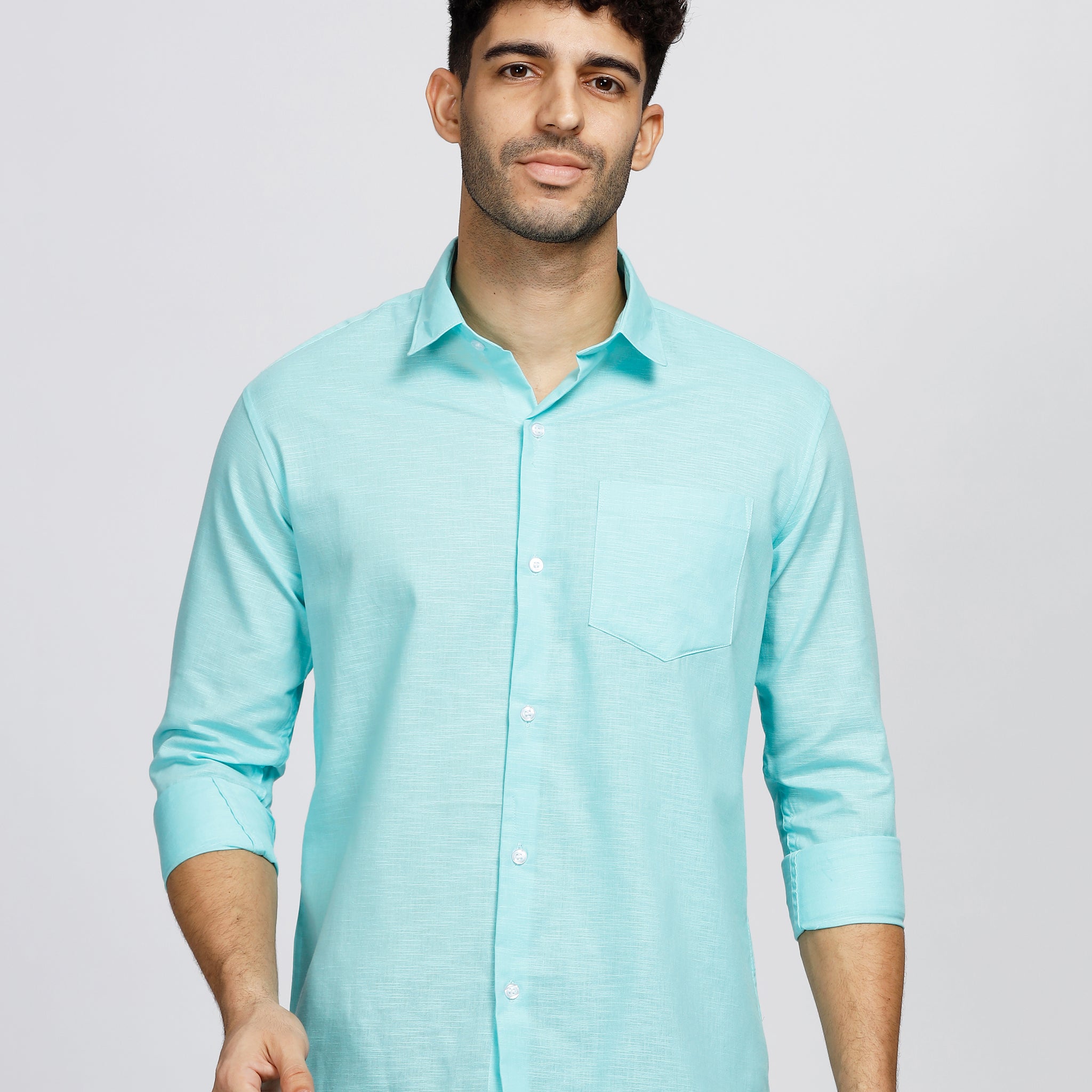 AQUA BLUE LINEN SHIRT