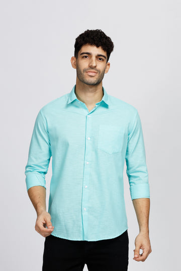 AQUA BLUE LINEN SHIRT