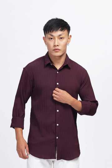 STRIP TEXTURED WINE SHIRT