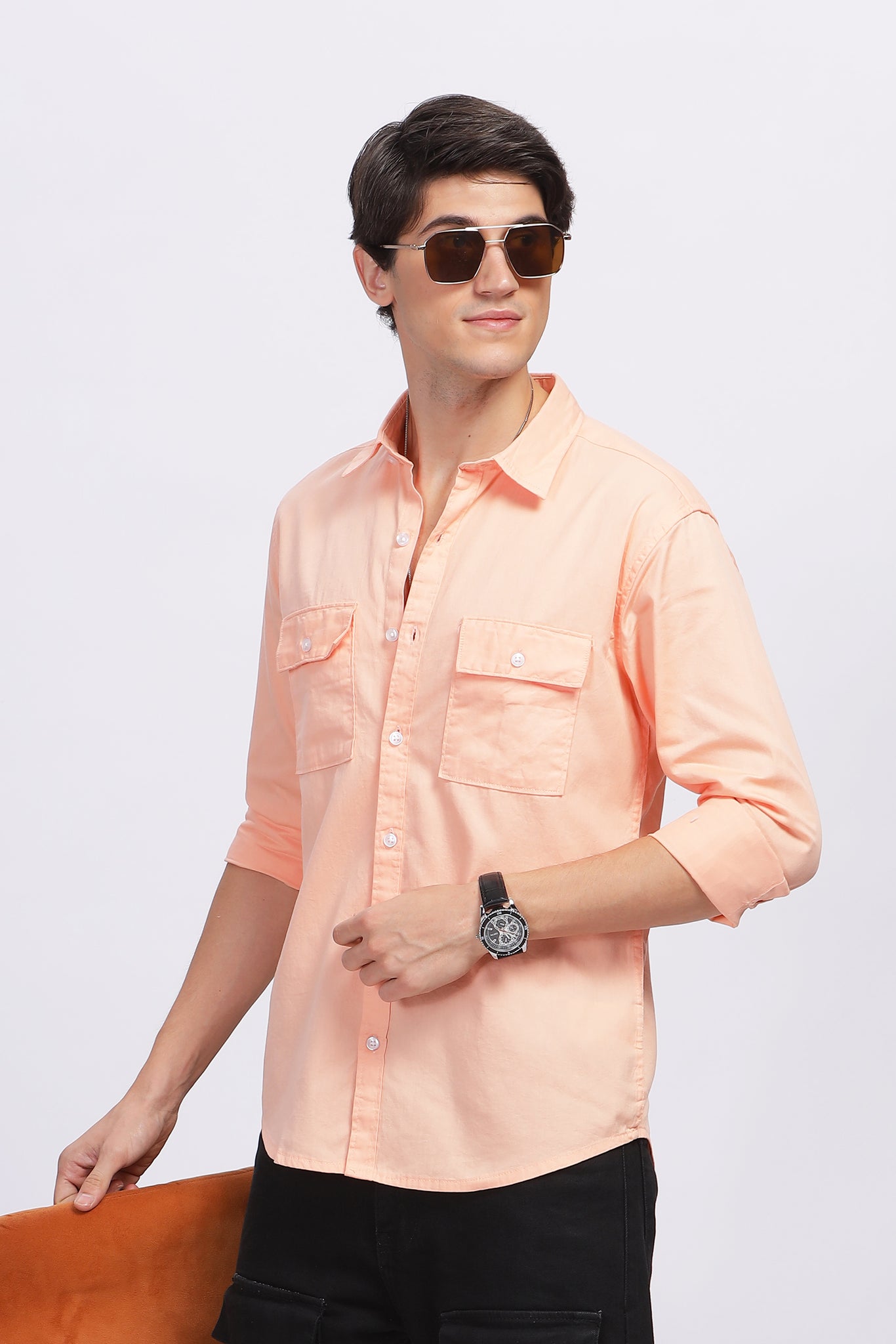 ORANGE OXFORD DOUBLE POCKET SHIRT