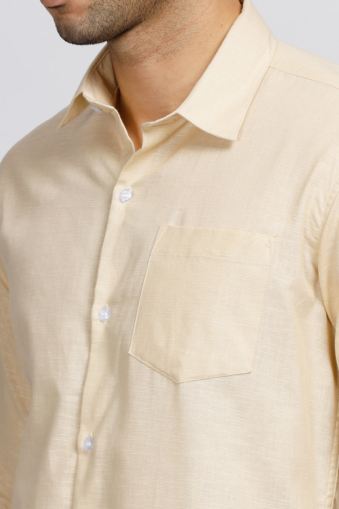 CHAMPAGNE SOLID LINEN SHIRT