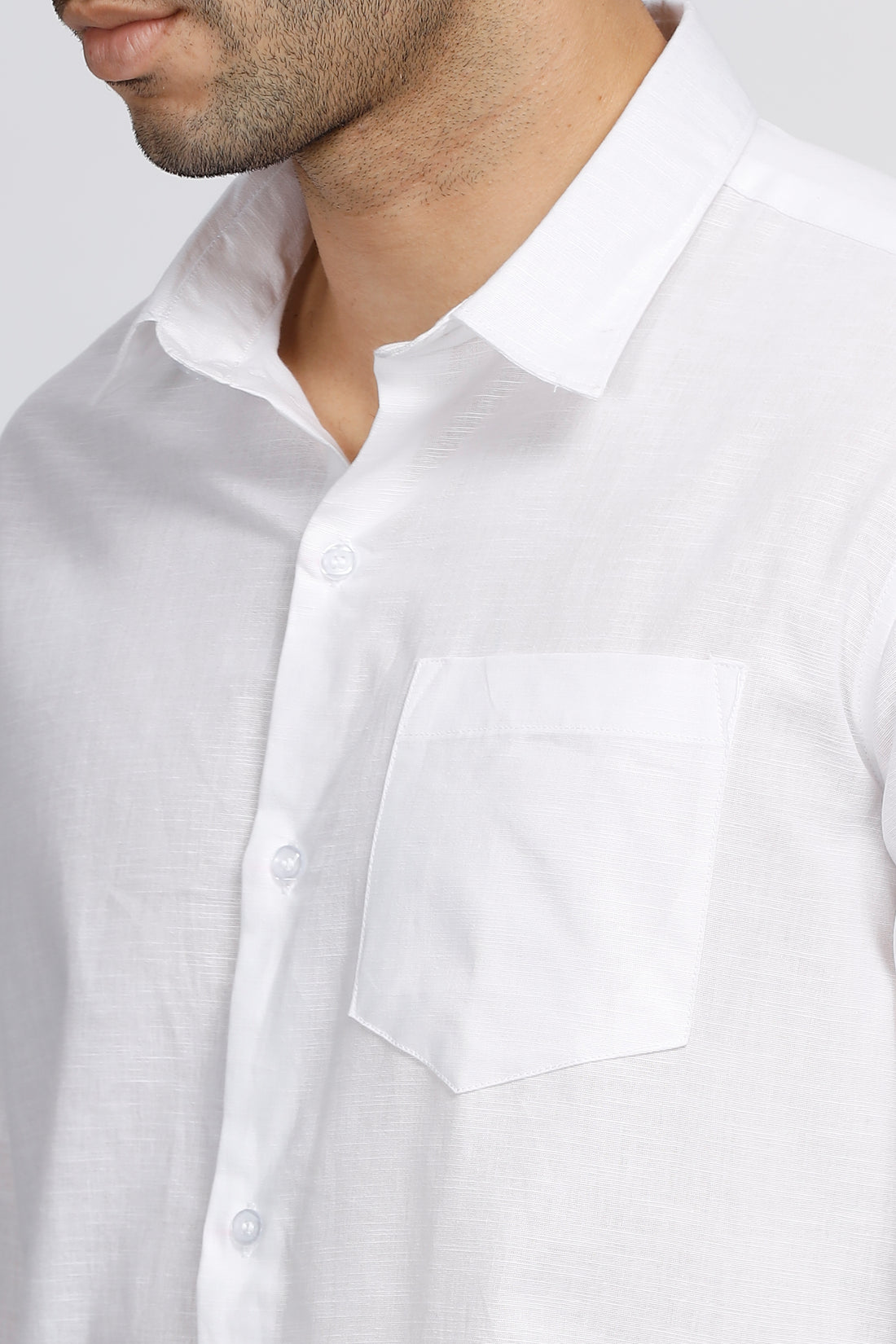 WHITE SOLID LINEN SHIRT