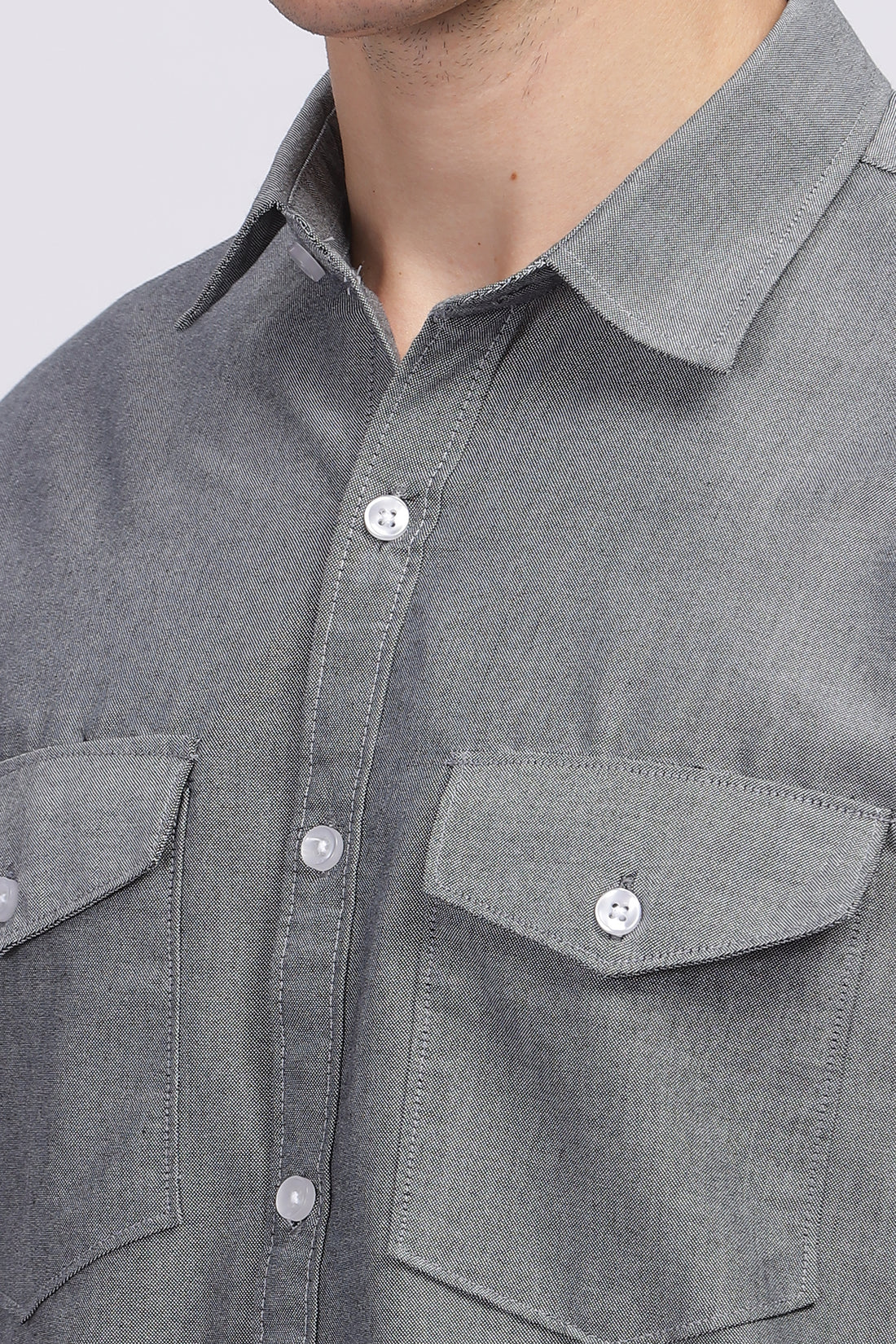 GREY OXFORD DOUBLE POCKET SHIRT