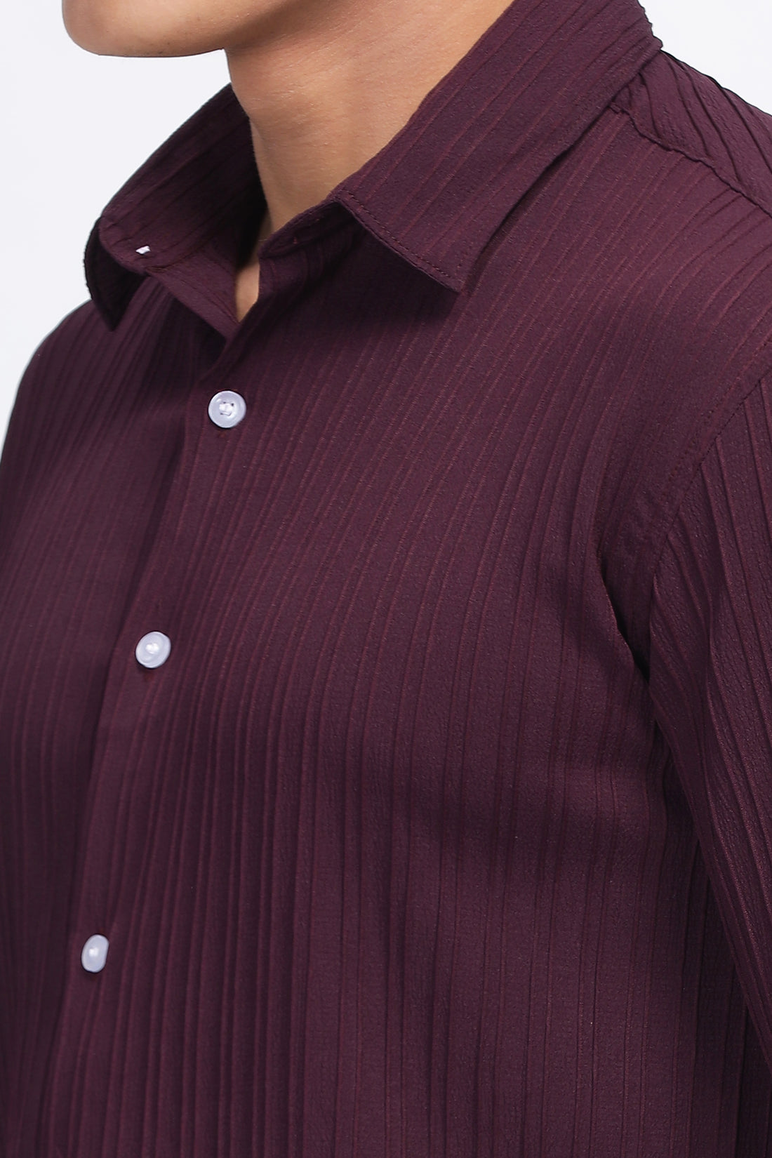 STRIP TEXTURED WINE SHIRT