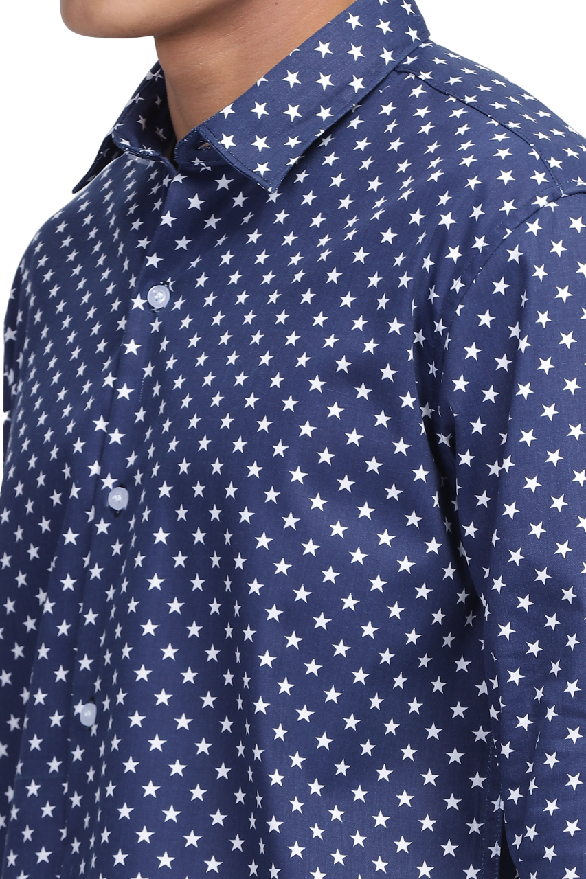 POLKA DOTTED BLUE SHIRT