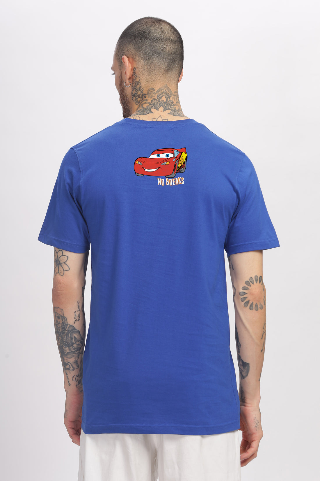 NO BREAKS CARS BLUE GRPAHIC T-SHIRT