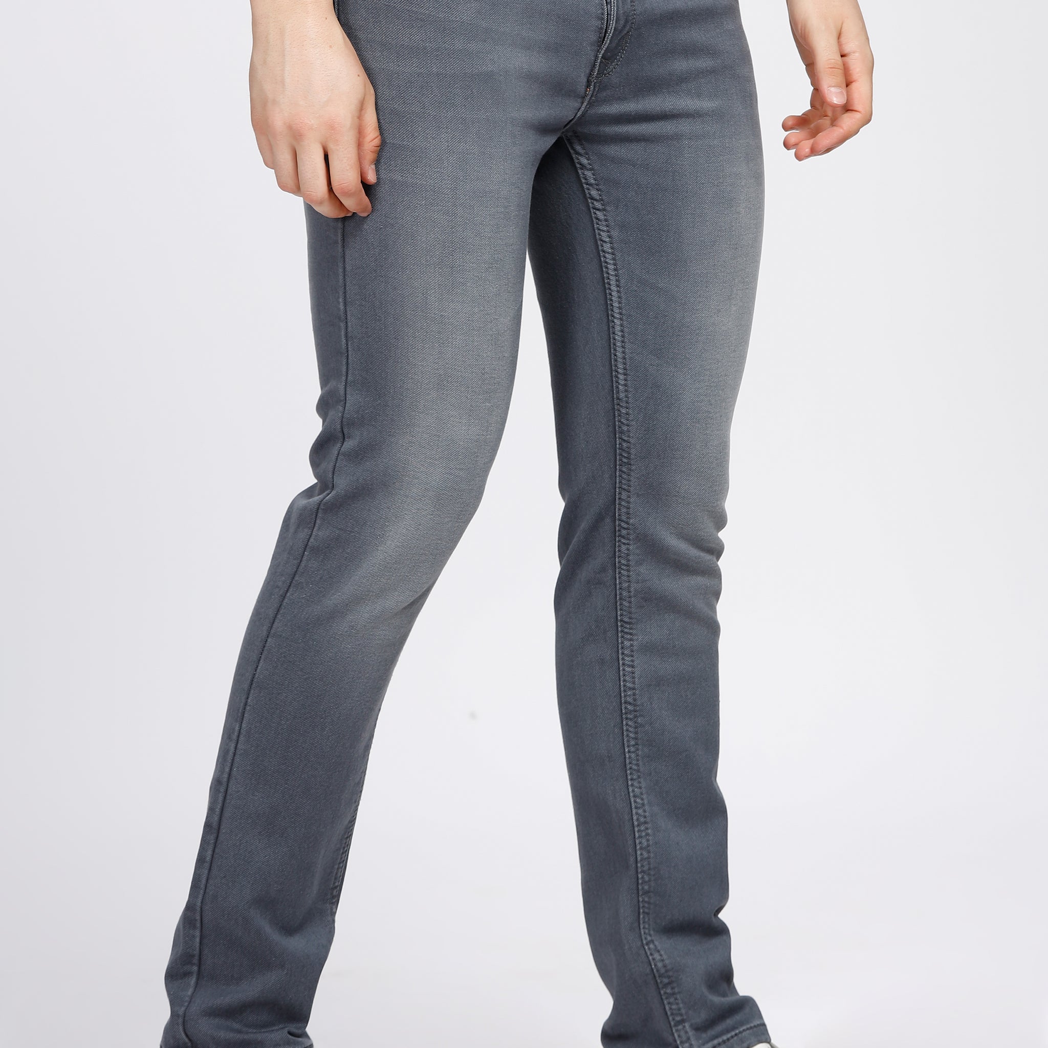 GREY SLIM TAMPERED FIT JEANS