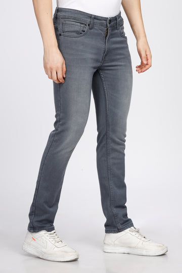 GREY SLIM TAMPERED FIT JEANS